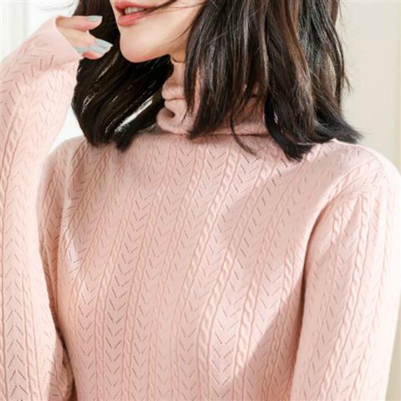 Pofulove Autumn Winter Turtleneck Female Knitting Bottoming Shirt Pullover Short Slim Long Sleeves
