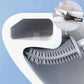 Toilet Brush Water Leak Proof with Base Silicone Wc Flat Head Flexible Soft Bristles Brush with Quick Drying Holder Set