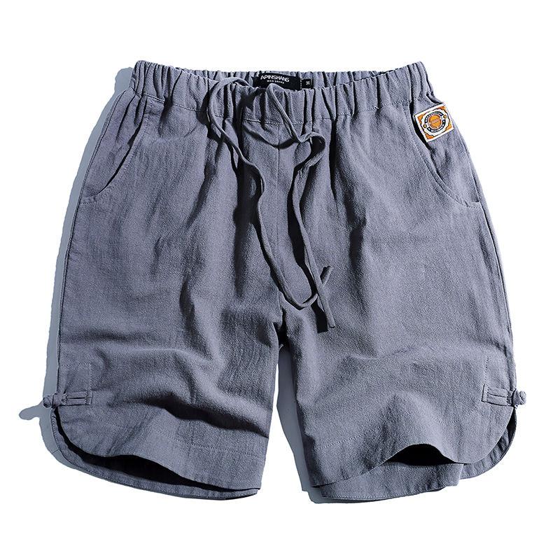 Cotton and Linen Five-point Pants Men's Retro Linen Loose Sports Beach Shorts Youth Pants
