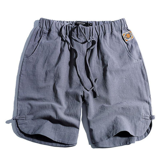 Cotton and Linen Five-point Pants Men's Retro Linen Loose Sports Beach Shorts Youth Pants