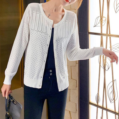 Autumn Hollow Jacket Fashion Casual Knit Top Short Loose Young Female Sweater