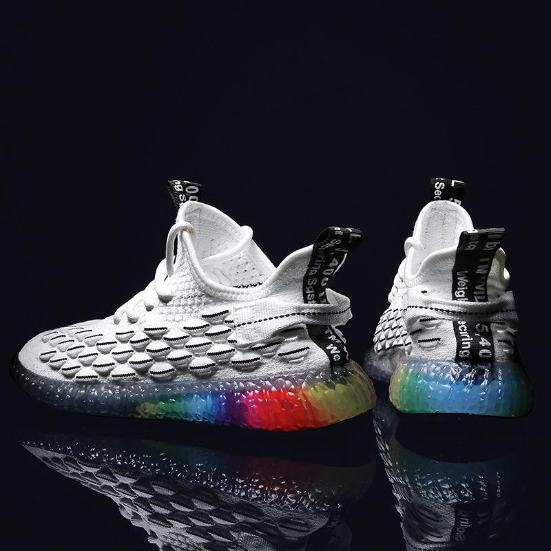 Male Angel Reflective Flying Knit Shoes Men Breathable Casual Sneakers Men Color matching mesh