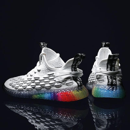 Male Angel Reflective Flying Knit Shoes Men Breathable Casual Sneakers Men Color matching mesh