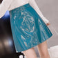 High Waist Hips Glossy Bright Leather Skirt Anti-glare A-line Skirt Pu Short Skirt All Match Casual Mini Leather Skirt