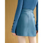 Summer Elegant Women Pu Leather Skirt Casual High Waist Skirt Ladies A-line Short Embroidered Skirts