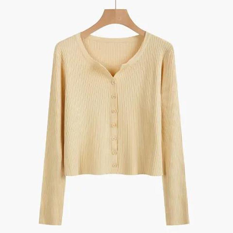 Thin Knitted Cardigan 2021 Sun Protection Jacket with Loose V-neck Long-sleeved Jacket