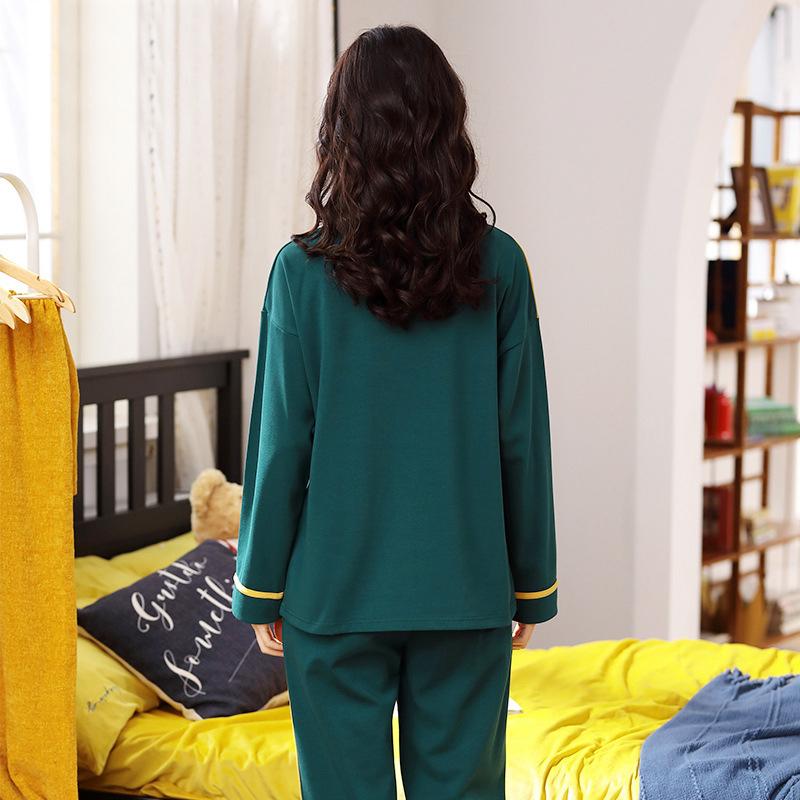 Women Pajamas Set Casual Loose Pyjamas Suit Cartoon Cute Sleepwear Pullover Tops and Pants Sets Female Long Sleeve Homewear Round Neck Nightwear