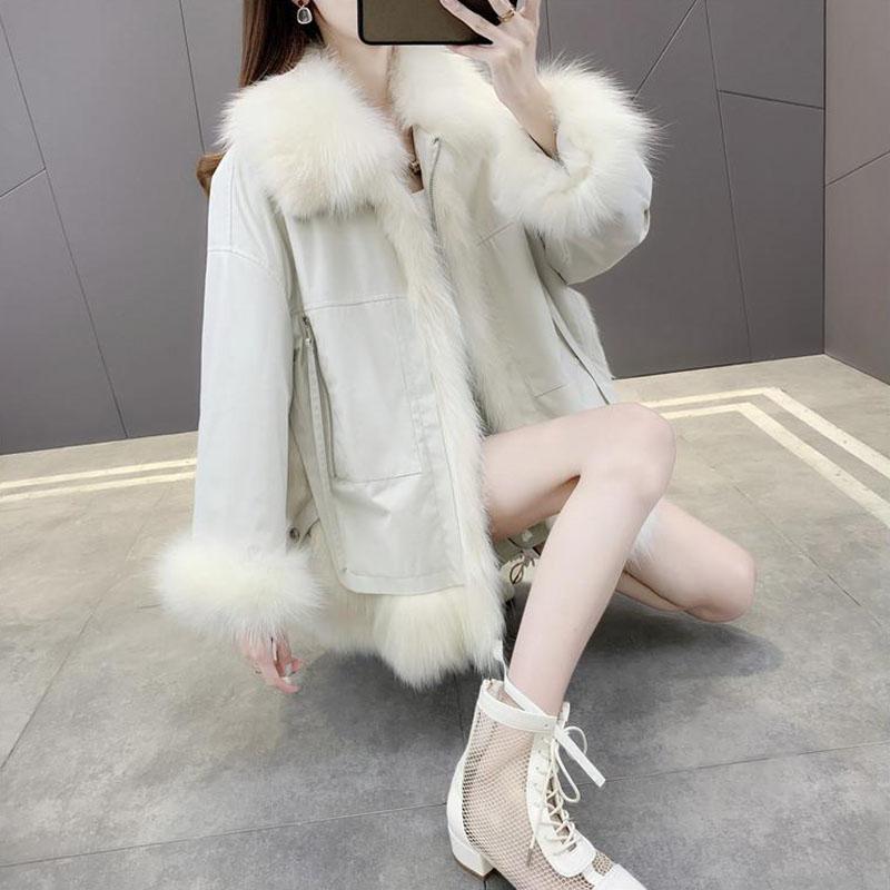 Parkas Female Imitation Fox Fur Liner Mid-length Young Women Coat Winter