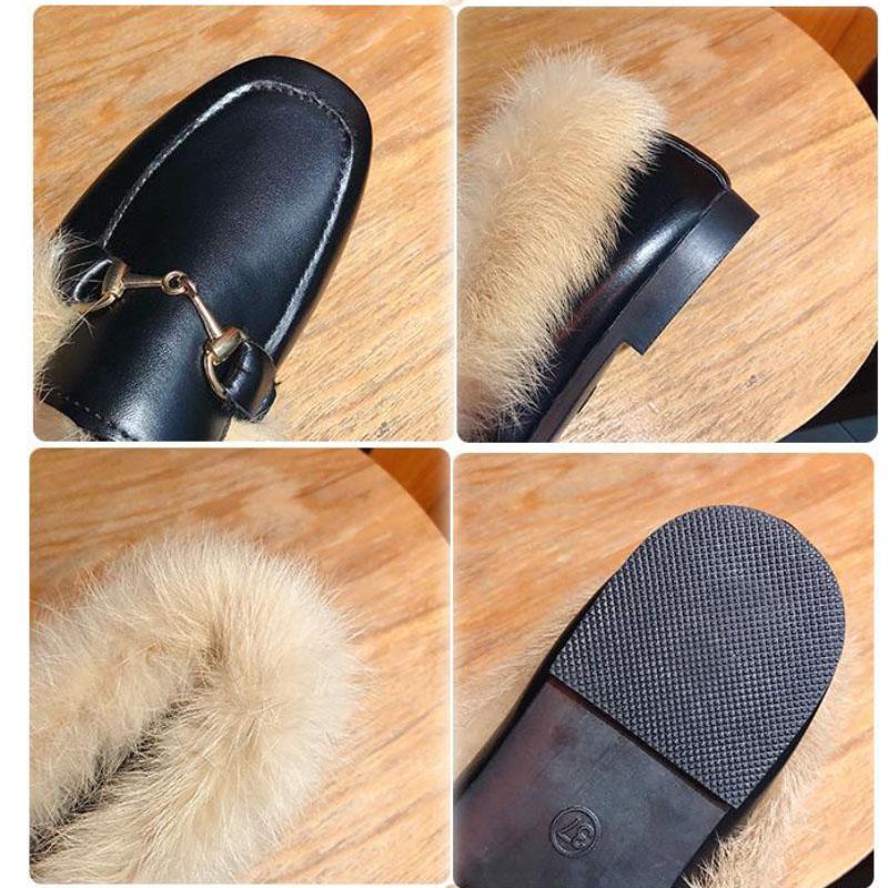 Winter Plus Velvet Thick Korean Small Leather Shoes Plush Warm Non-slip Anti-slip and Horizontal-soled Cotton Shoes