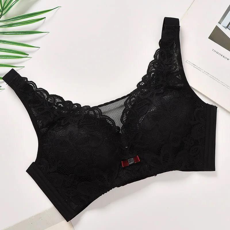 Women Lace Mid-mould Cup Gathering No Steel Ring No Restraint Beautiful Back Design Underwear Anti-sagging Upper Support Side Adjustable Bra