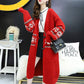 Autumn and Winter Leisure Wool Knit Sweater Loose Long Over The Knee Top Elegant Jacquard Pattern Sweater Coat