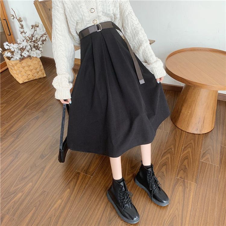 WTEMPO Women Skirt Equipped with Belt Mid-length A-line Skirt Plus Size Fairy Skirt Summer Ruffled Sandy Beach Vacation Daily