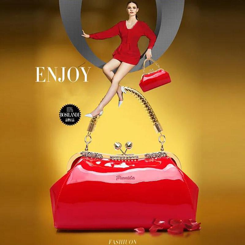 Ladies Shiny Leather Bag Handbag Fashion Shoulder Bag Diagonal Women's Bag Wedding Bag