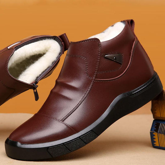 Genuine Leather Cowhide Cotton Shoes Men's Winter Men's Shoes Plus Velvet Thick Wool Warm Cotton Shoes