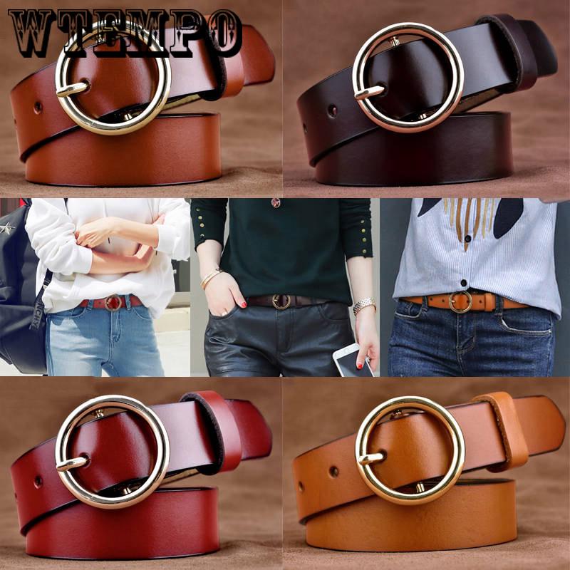 Leather Belts for Women Jeans Strap Vintage Metal Pin Buckle Fashion Style Trouser Cummerbunds