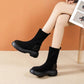 Black Boots Woman Autumn and Winter Elastic Boots Korean Version of Wild Short Boots Increased Thick-soled Boots Martin Boots