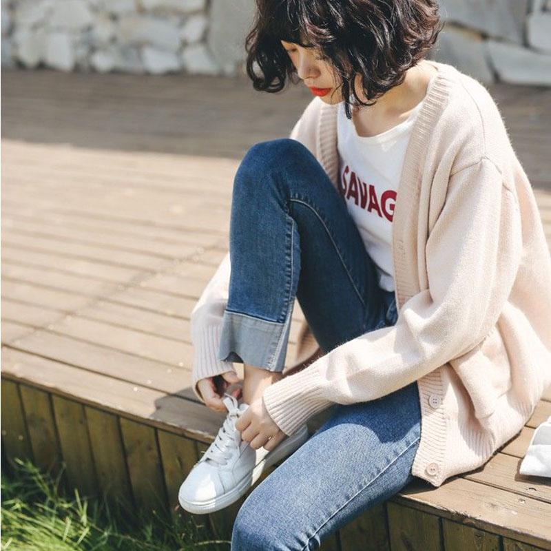 Spring and Autumn Loose Thick Sweater Fashion All-match Knitted Jacket Cardigan Casual Female Top