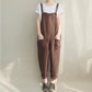Women Casual Linen Jumpsuits Overalls Pants with Pockets Vintage Linen Harem Pants