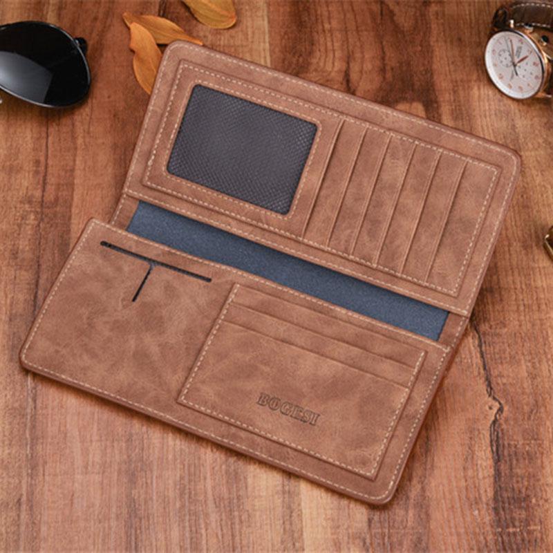Long Wallet Men Women Anti-theft Waterproof Matte Leather Mobile Phone Card Package Clutch Coin Bag