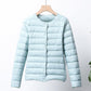 Women's Winter Solid Color Down Jacket Ultra Light Duck Down Coat Female Autumn Slim Oversized Round Collar Short Jacket