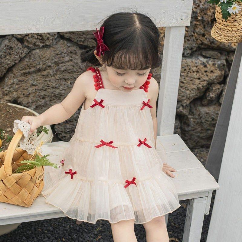 Girl's Sleeveless Princess Skirt Summer Little Girl Children's Dress Korean Style Pengpeng Yarn Baby Summer Dress Children's Dress