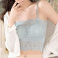 Tank Top with Built In Bra Camisole Bralette Crop Top Sexy Lingerie Women Sleevesless Padded Undershirt Lace Strap Camis White