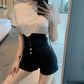 WTEMPO Corset Reduce Belly High Waist Denim Shorts Women Loose Spring and Summer