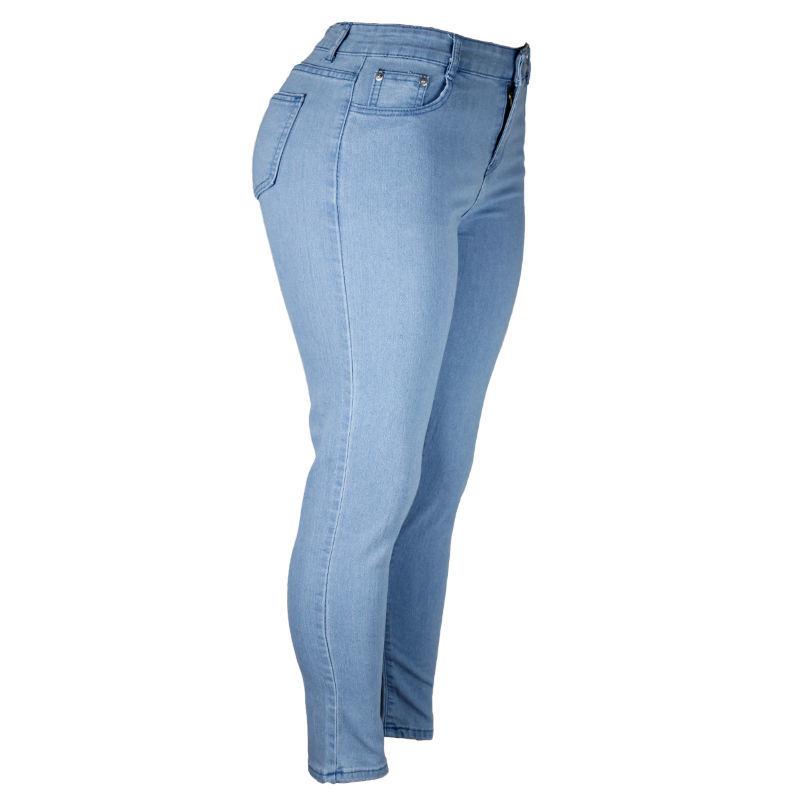 Jeans women's plus size peach buttocks stretch thin pants