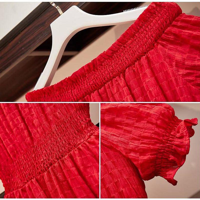 Fashion Off-shoulder Dress Summer Women Elegant Knee-length Spaghetti Strap Dress for Party Evening