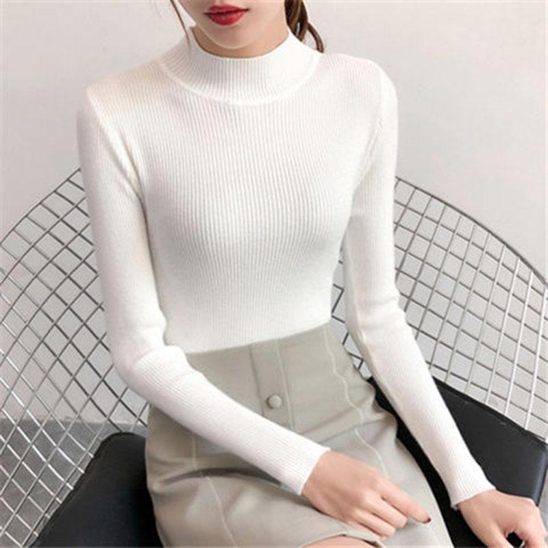 Knitwear Women's Round Neck Skinny Sweater Spring and Autumn Shirt Shirt Long Sleeve
