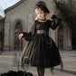 Women Lolita Gothic Dress Girl Ruffle Mesh Puff Sleeve Steampunk Cosplay Irregular Black Vintage Dresses Fashion