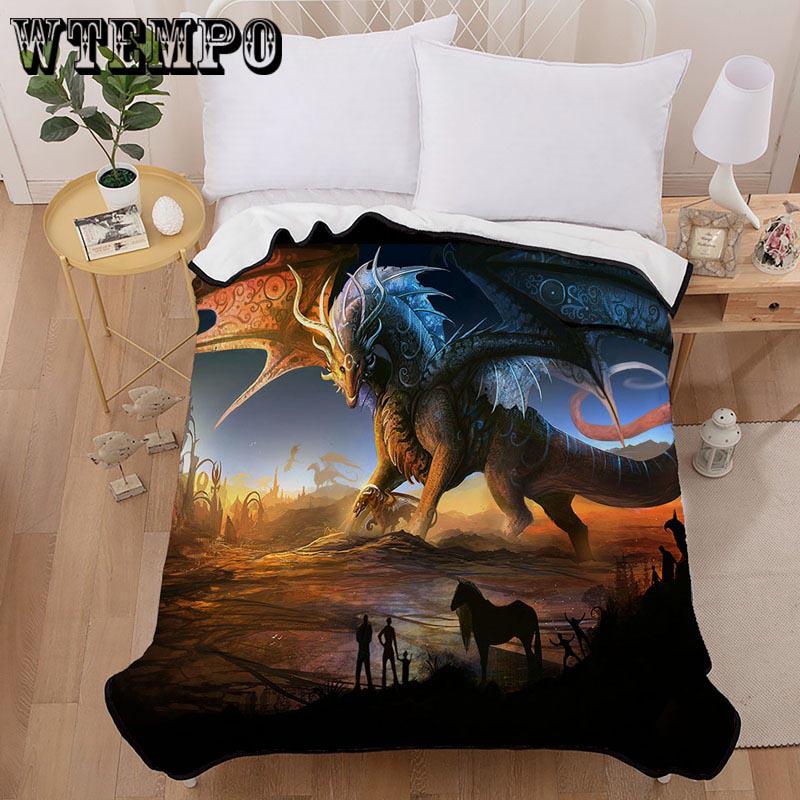 Super Soft Blankets for Beds Shaggy Faux Fur Blanket 3d Blanket Colored pterosaur Blanket