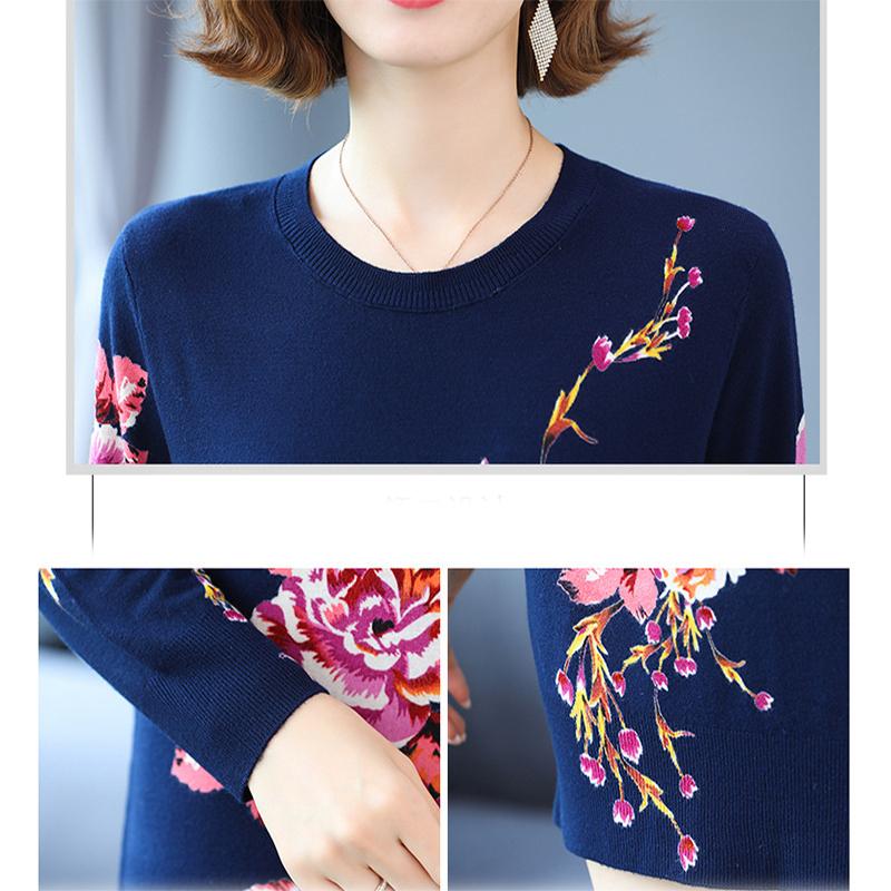 Knit Dress Autumn and Winter Women's Mid-length Sweater Print Knit Sweater Dress Plus Size Sweater Dress