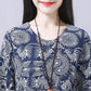 Cotton and Linen Suit Women 2021 Spring Plus Size Retro Literary Print Thin Two-piece Women's Clothing
