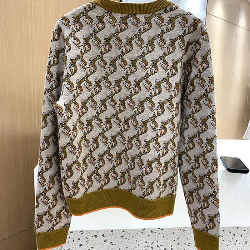 Autumn  Winter Jacquard Long-sleeved Round Neck Pullover Sweater Knit Sweater Women Loose Padded Bottoming Shirt