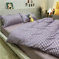 Nordic Simple Four-piece Washed Cotton Yellow Plaid Quilt Cover Single Double Dormitory Four-piece Double Bed Bedding