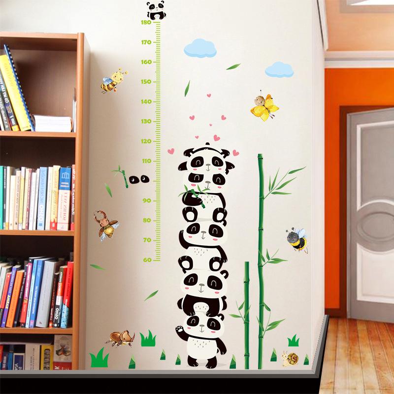 Panda tall cartoon height wall stickers bedroom living room background decoration removable stickers
