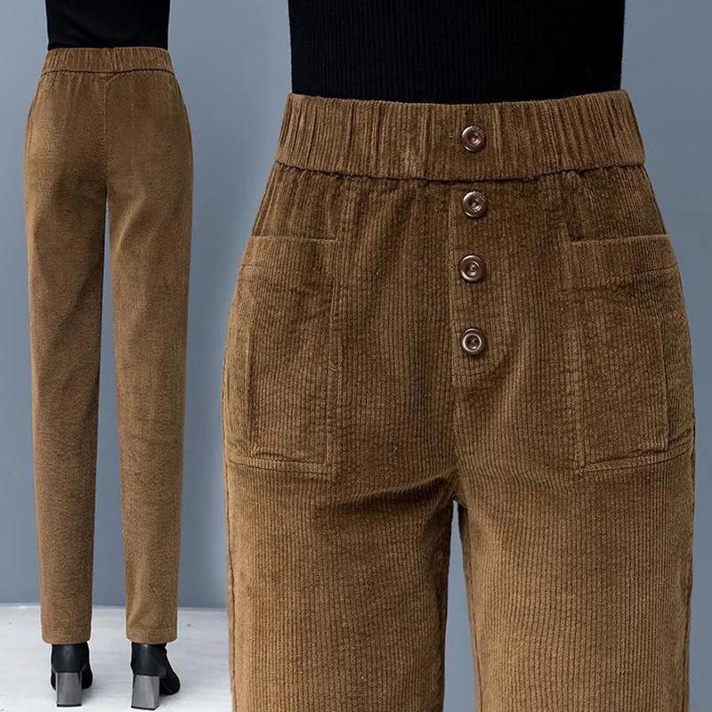 Corduroy Harem Pants for Girls Autumn and Winter Straight All-match Women's Trousers Casual Radish High Waist Slim Trousers