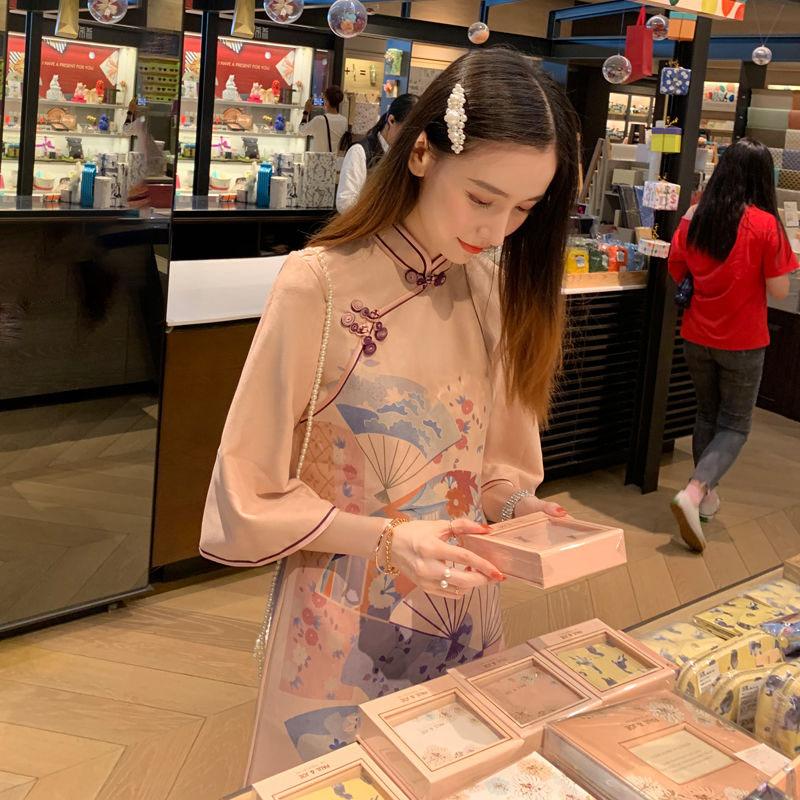 Cheongsam Spring Improved Version Big Sleeve Sweet Retro Young Girl Chinese Style Dress Female