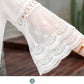 1 PCS Lace Cardigan Women Beach Sun Protection Summer Short Solid Color Thin Shawl White Flower Pattern
