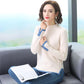 Winter Women Mid-High Collar Pullover Sweater Button Twist Loose Office Bottoming Shirt