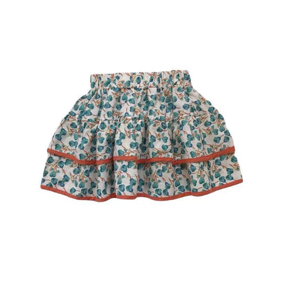 Autumn Spring Summer Casual Girls' Skirts Retro Style Floral Stretch Short Skirt Pleated Skirts Playful Style Sweet Style