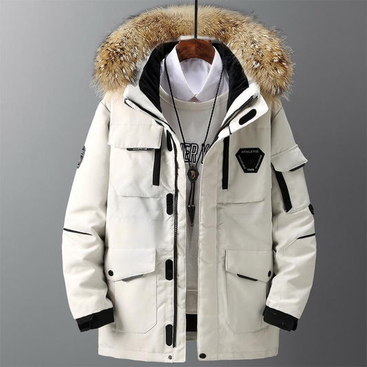 Winter Parka Men's Coat Long Oversize Real Fur Hood Military Army Male Jackets Padded Fleece Cloths