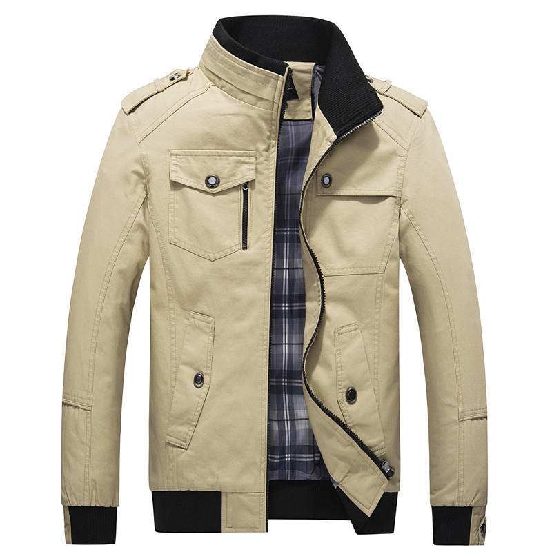 Spring and Autumn Men's Jackets Loose Stand Collar Men's Tops Youth Men's Jackets