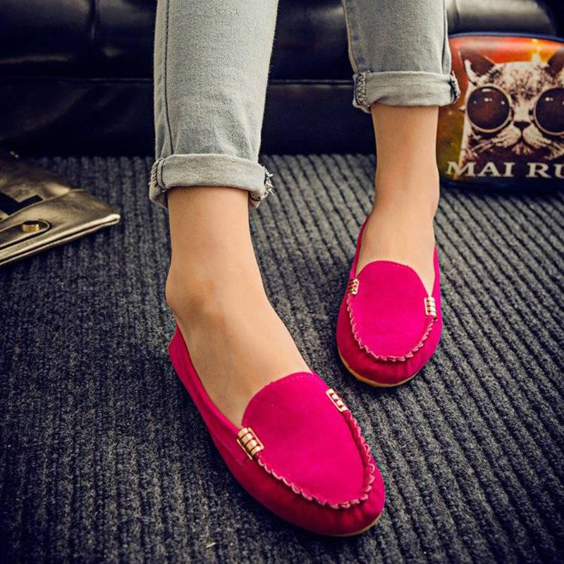 Women's Fashion Ballet Flats Cute Slip on Low Heel Ladies Boat Shoes