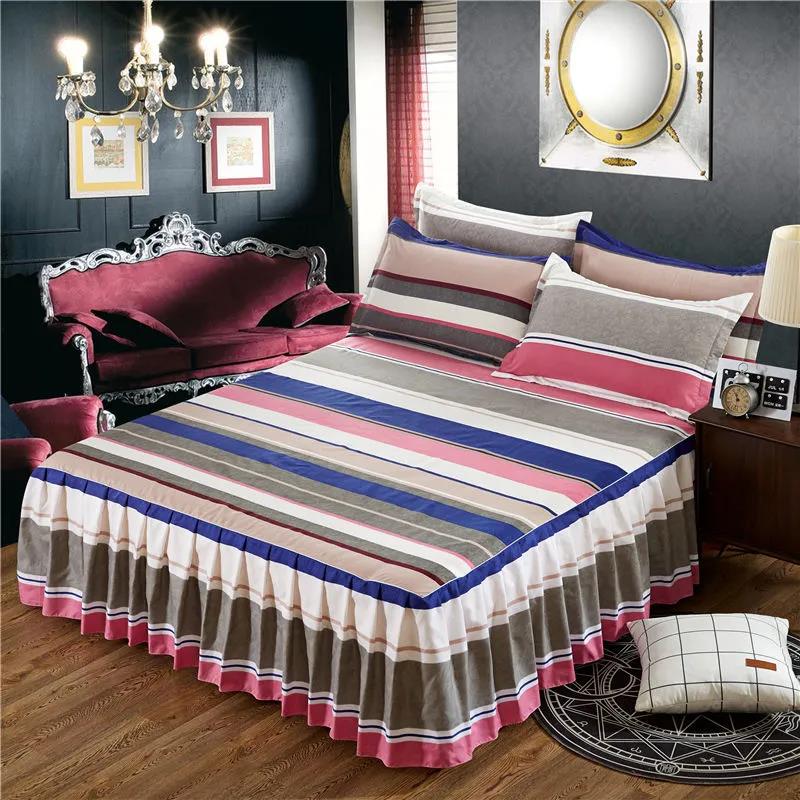 Non-slip Bedspread Korean Wedding Bed Cover Bed Sheet Dustproof Simmons Protective Cover Thickened Twill Sanding Bed Skirt