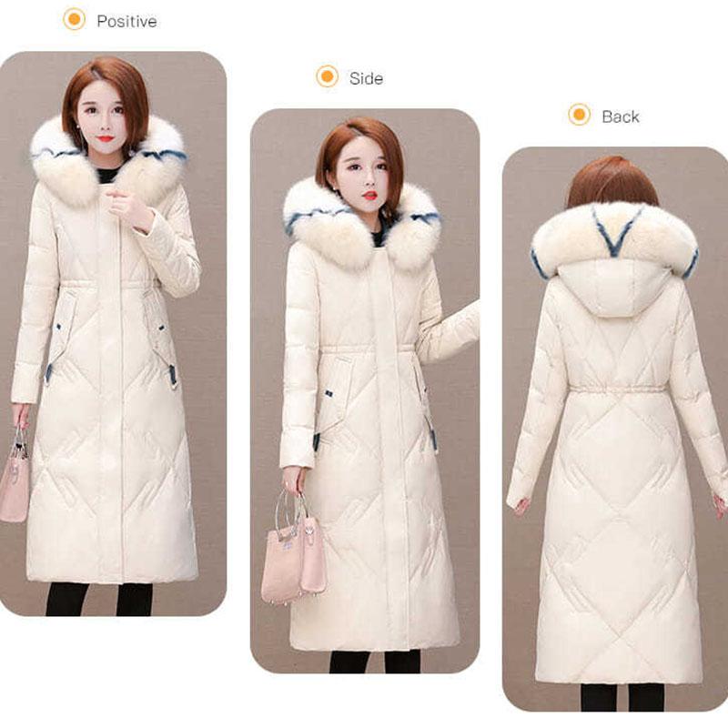 Cotton-padded Clothes Women's Mid-length Winter Clothes Korean Style Loose Fashion Women's Fur Collar Down Padded Coat