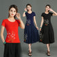 Cotton Linen Skirt Ethnic Style Women's Elastic Waist Embroidered Flower Chinese Style Four Seasons Skirt with Pockets