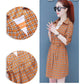 Pofulove Summer dress plus size women's plaid dress slim short sleeve shirt dress with pocket