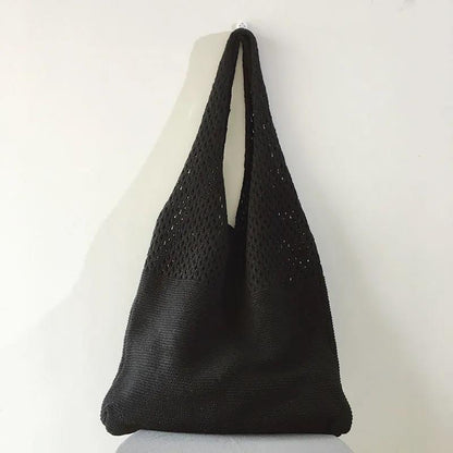 Women Casual Hollow Woven Shoulder Bag Knitted Handbags Large Capacity Vintage Tote Bags